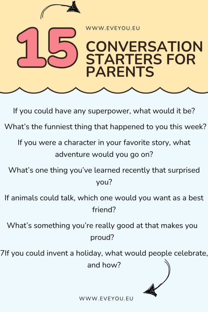 Conversations are the heart of relationships. By using these 15 kid-friendly conversation starters, parents and teachers can create moments of connection that leave a lasting impact. The more we talk with kids, the more we understand their unique perspectives, dreams, and challenges.